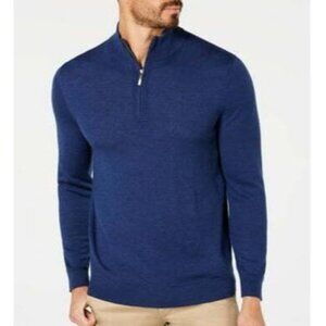 NEW! Club Room Crew Neck 1/4 Zip Navy Blue Knit Sweater Pull Over Men's XXL